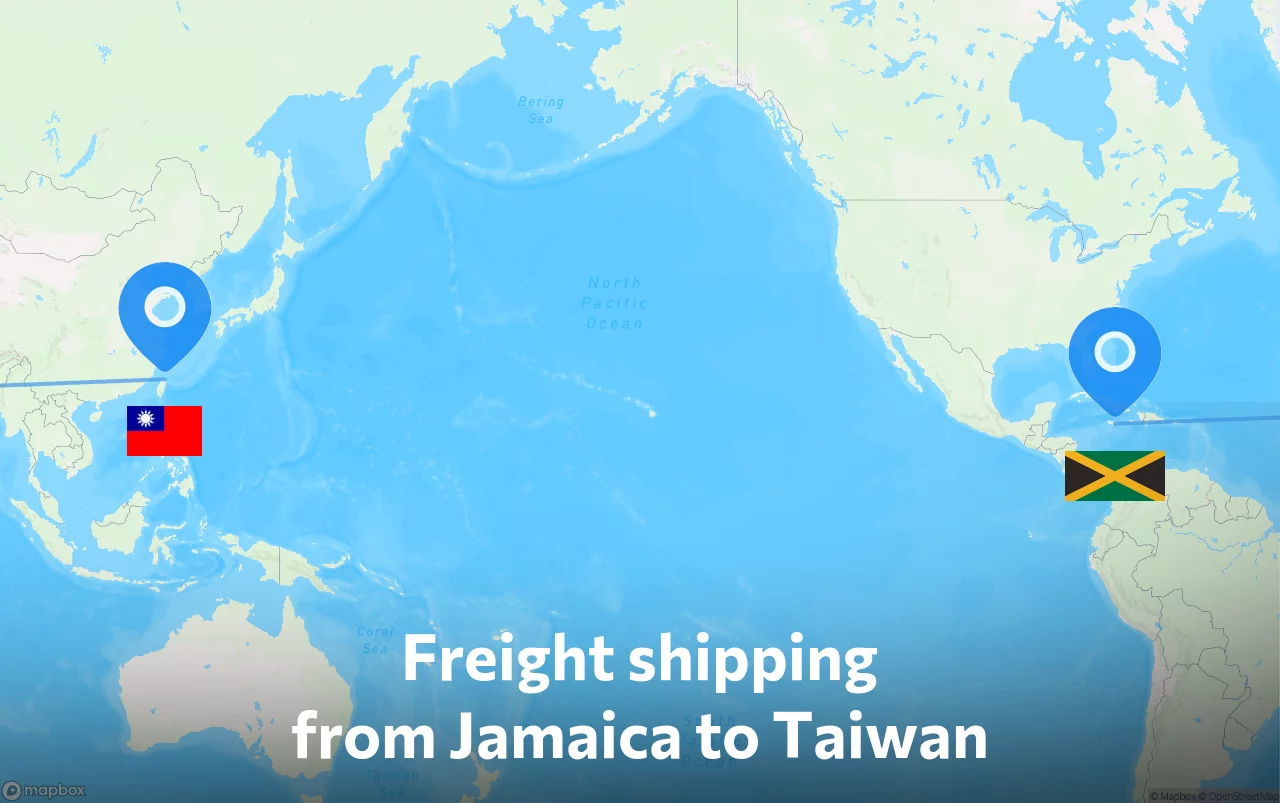 Shipping route from Jamaica to Taiwan
