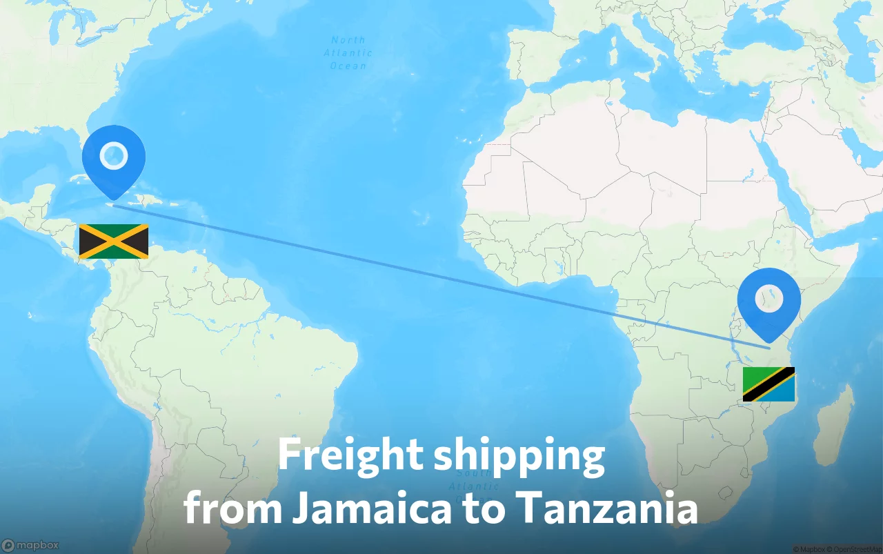 Shipping route from Jamaica to Tanzania