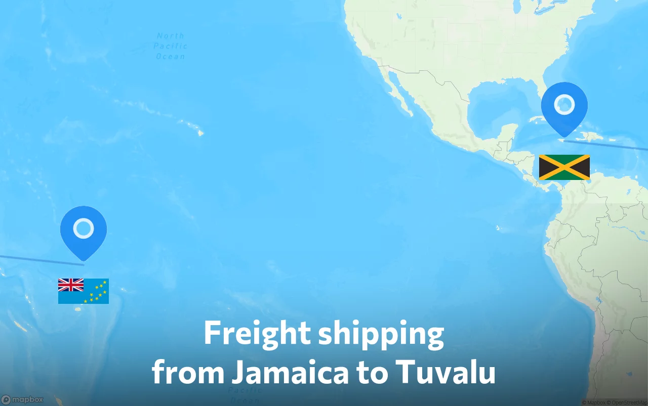 Shipping route from Jamaica to Tuvalu