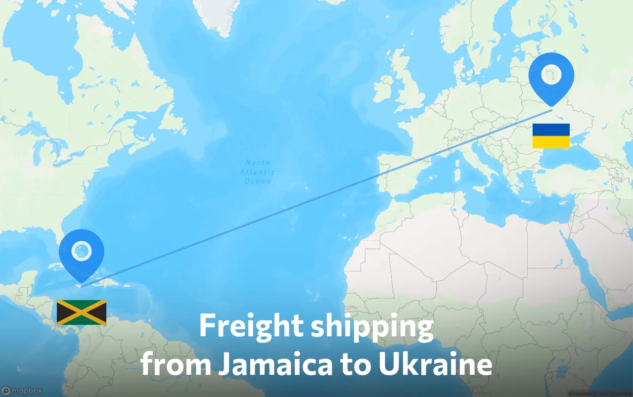 Shipping route from Jamaica to Ukraine