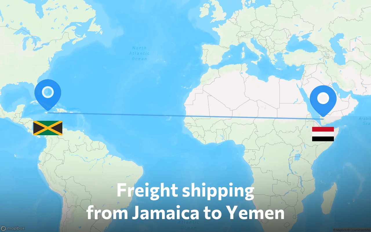 Shipping route from Jamaica to Yemen