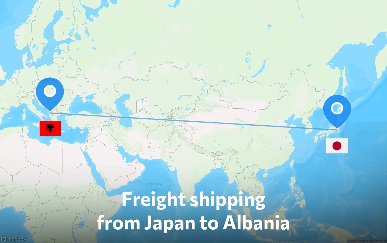 Shipping route from Japan to Albania