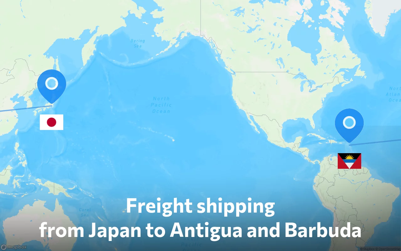 Shipping route from Japan to Antigua and Barbuda