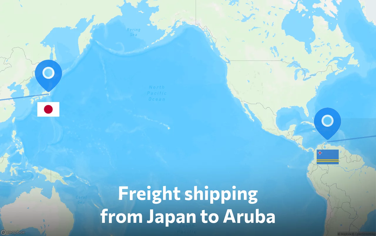 Shipping route from Japan to Aruba
