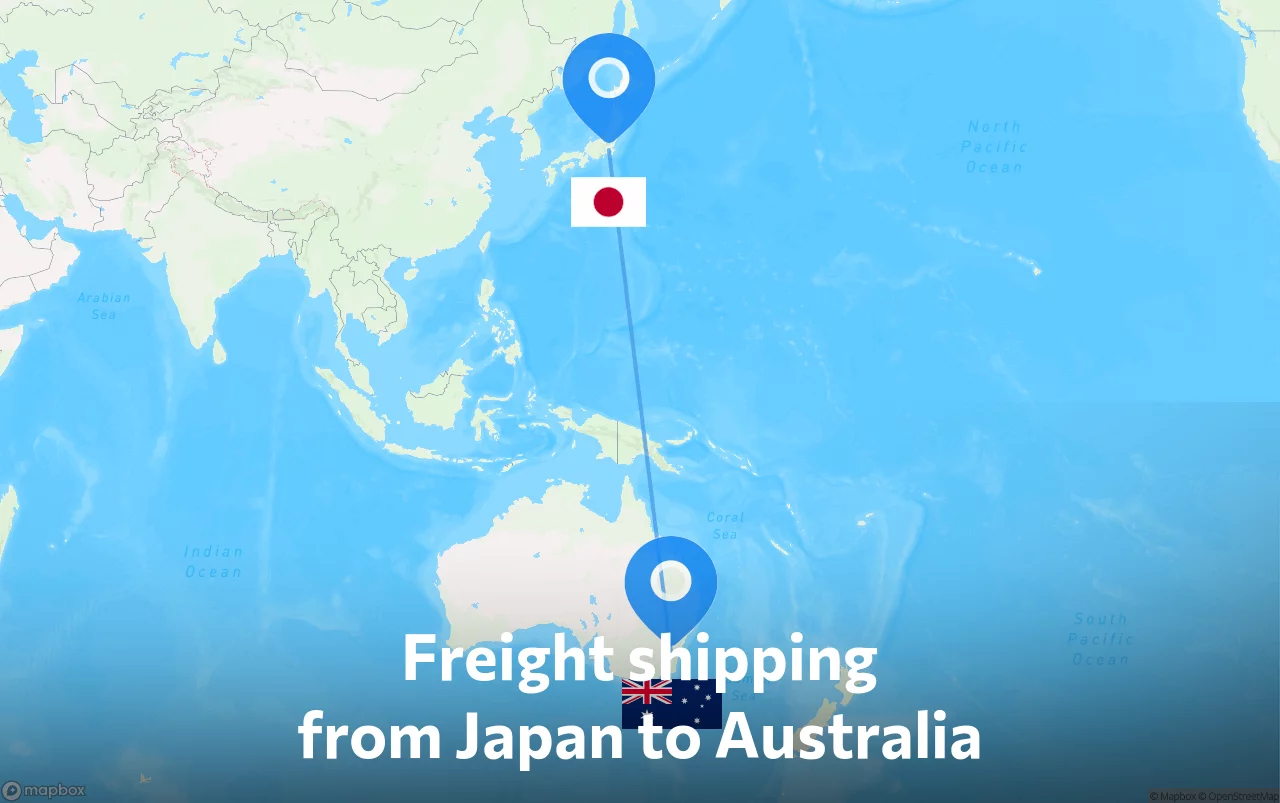 Shipping route from Japan to Australia