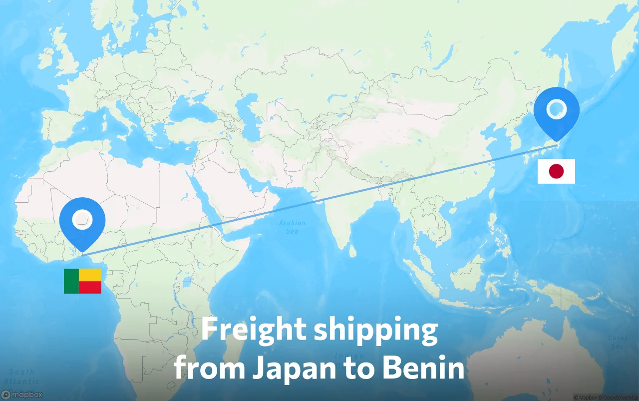 Shipping route from Japan to Benin