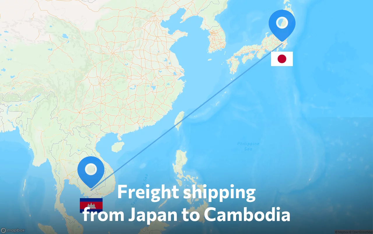 Shipping route from Japan to Cambodia