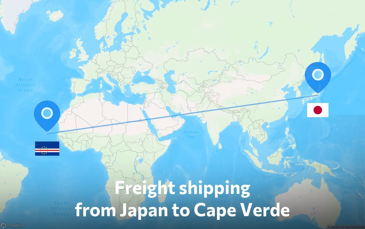 Shipping route from Japan to Cape Verde