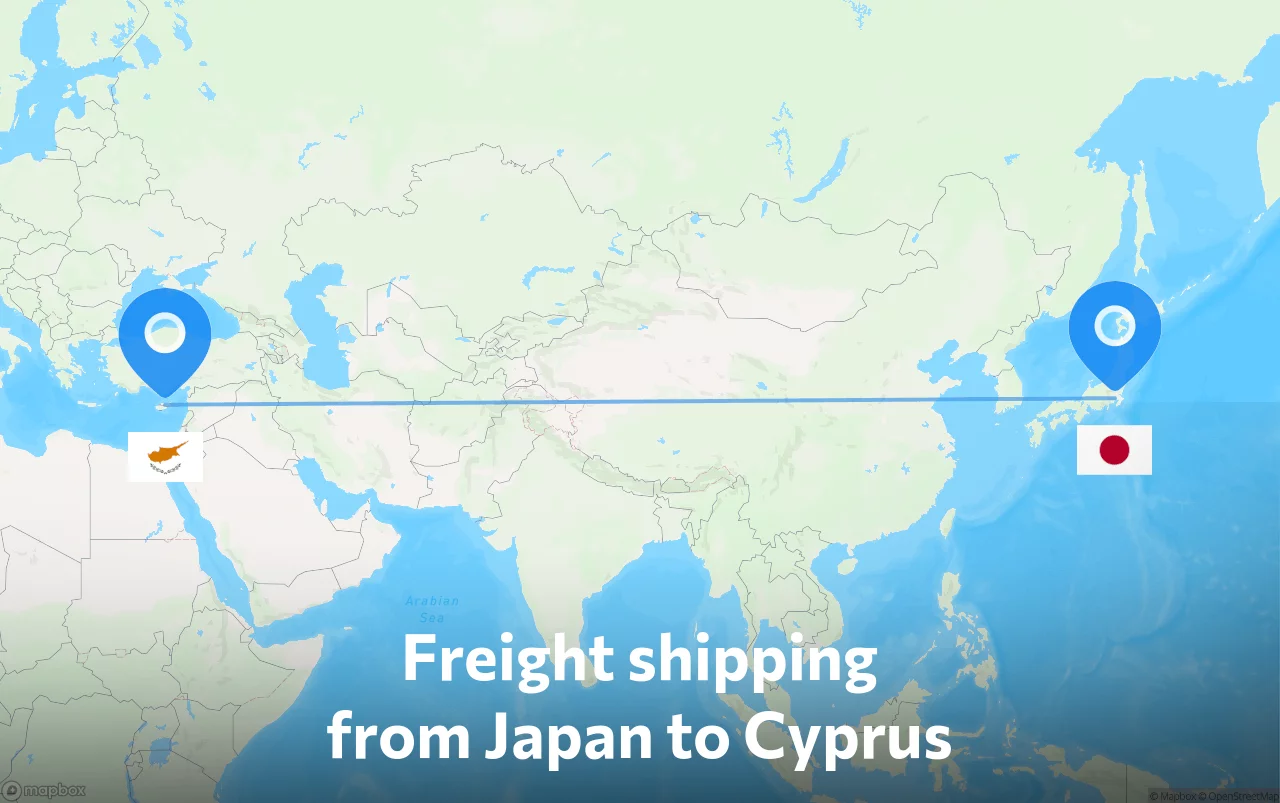 Shipping route from Japan to Cyprus