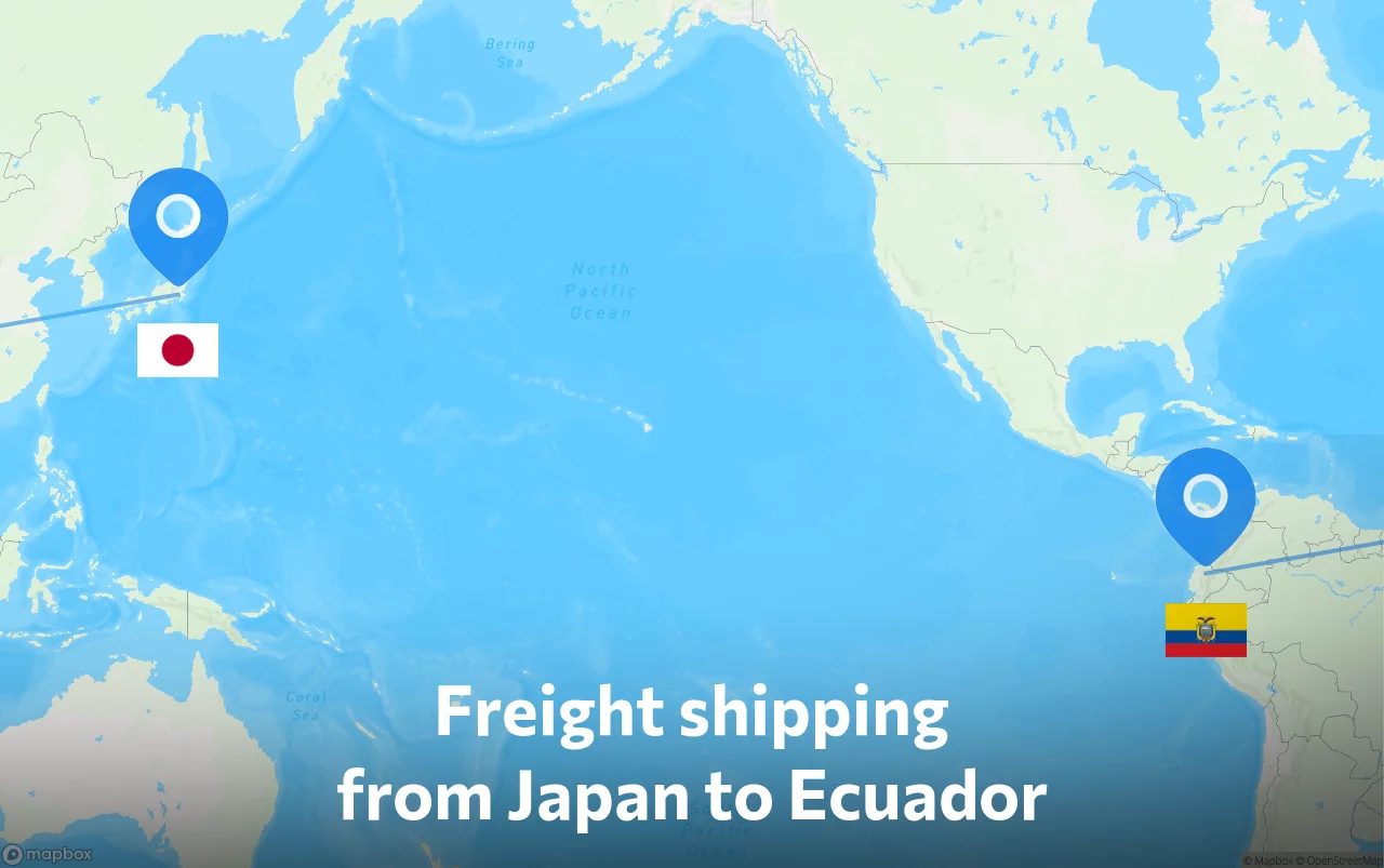 Shipping route from Japan to Ecuador