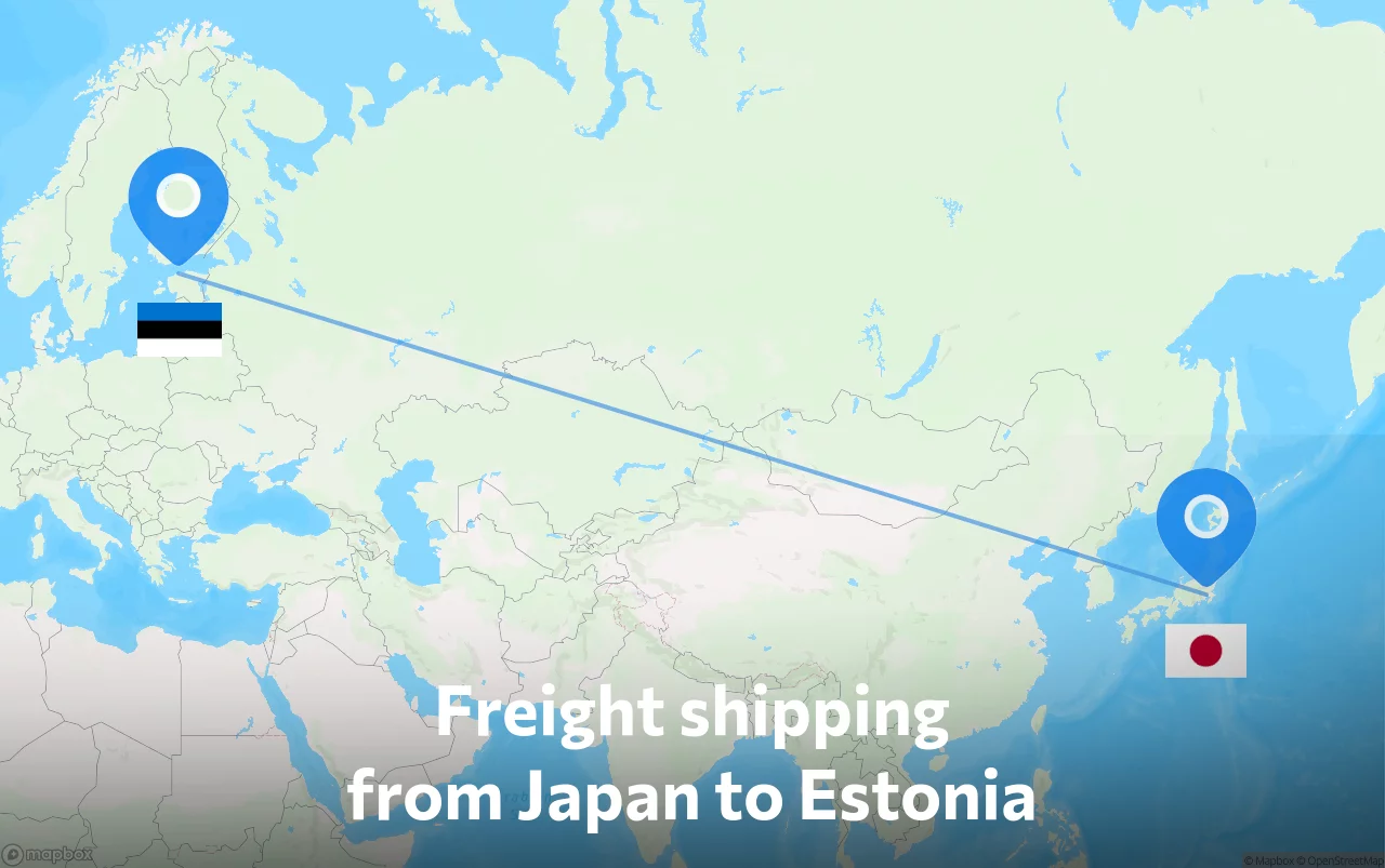 Shipping route from Japan to Estonia