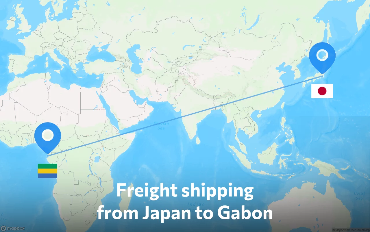 Shipping route from Japan to Gabon