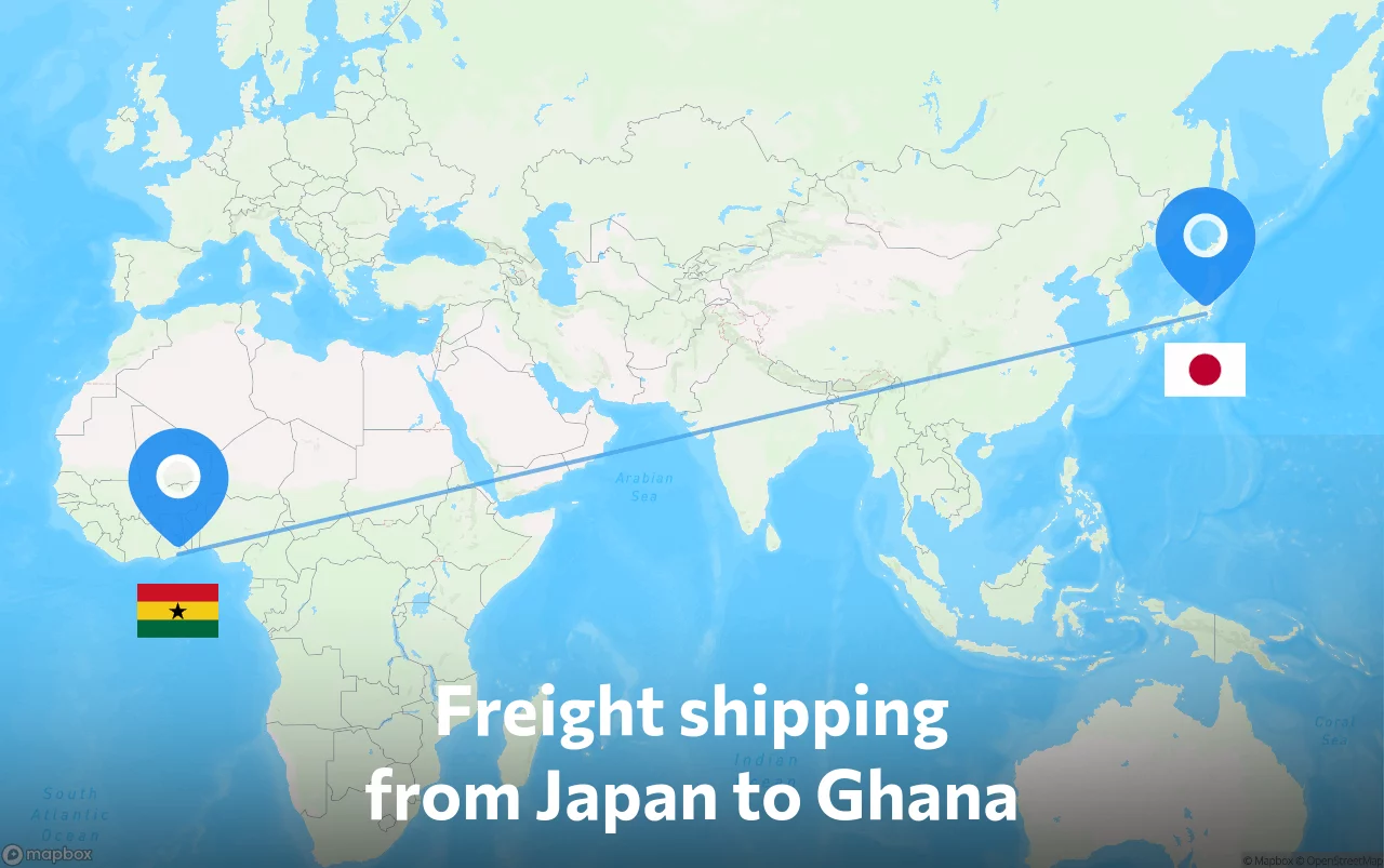 Shipping route from Japan to Ghana