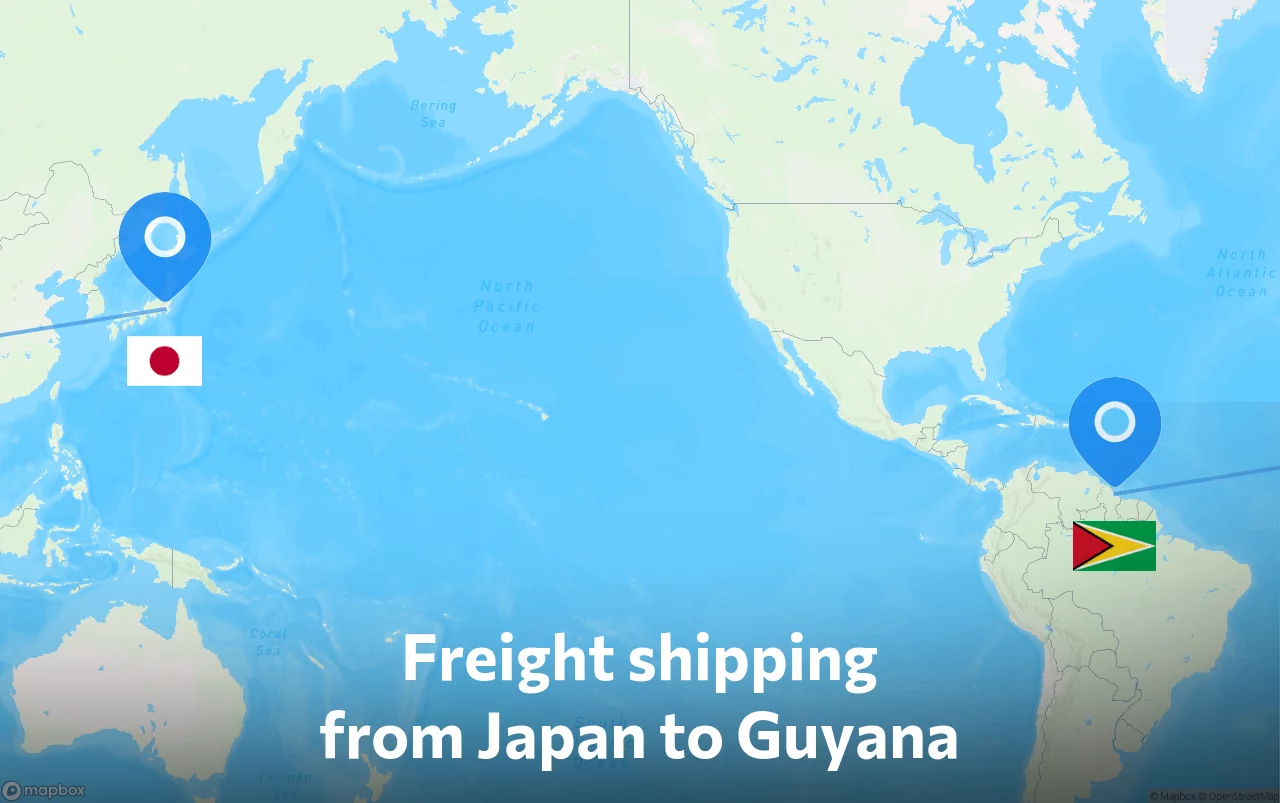 Shipping route from Japan to Guyana