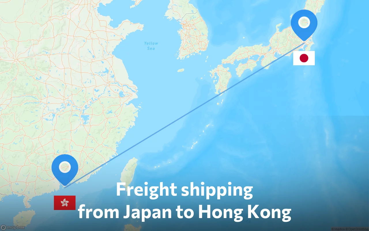 Shipping route from Japan to Hong Kong