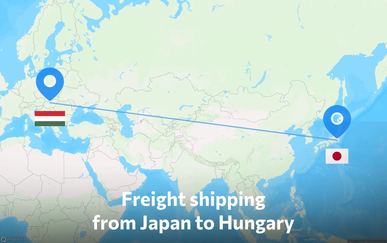 Shipping route from Japan to Hungary