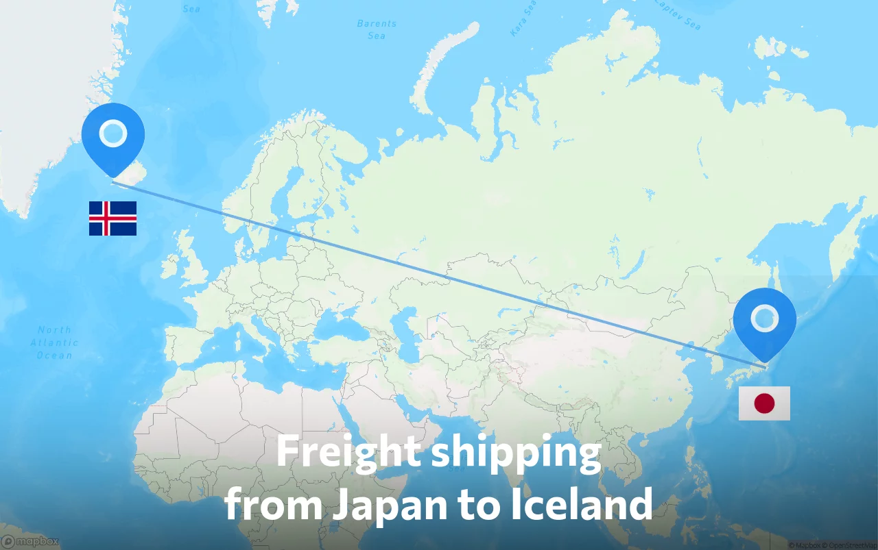 Shipping route from Japan to Iceland