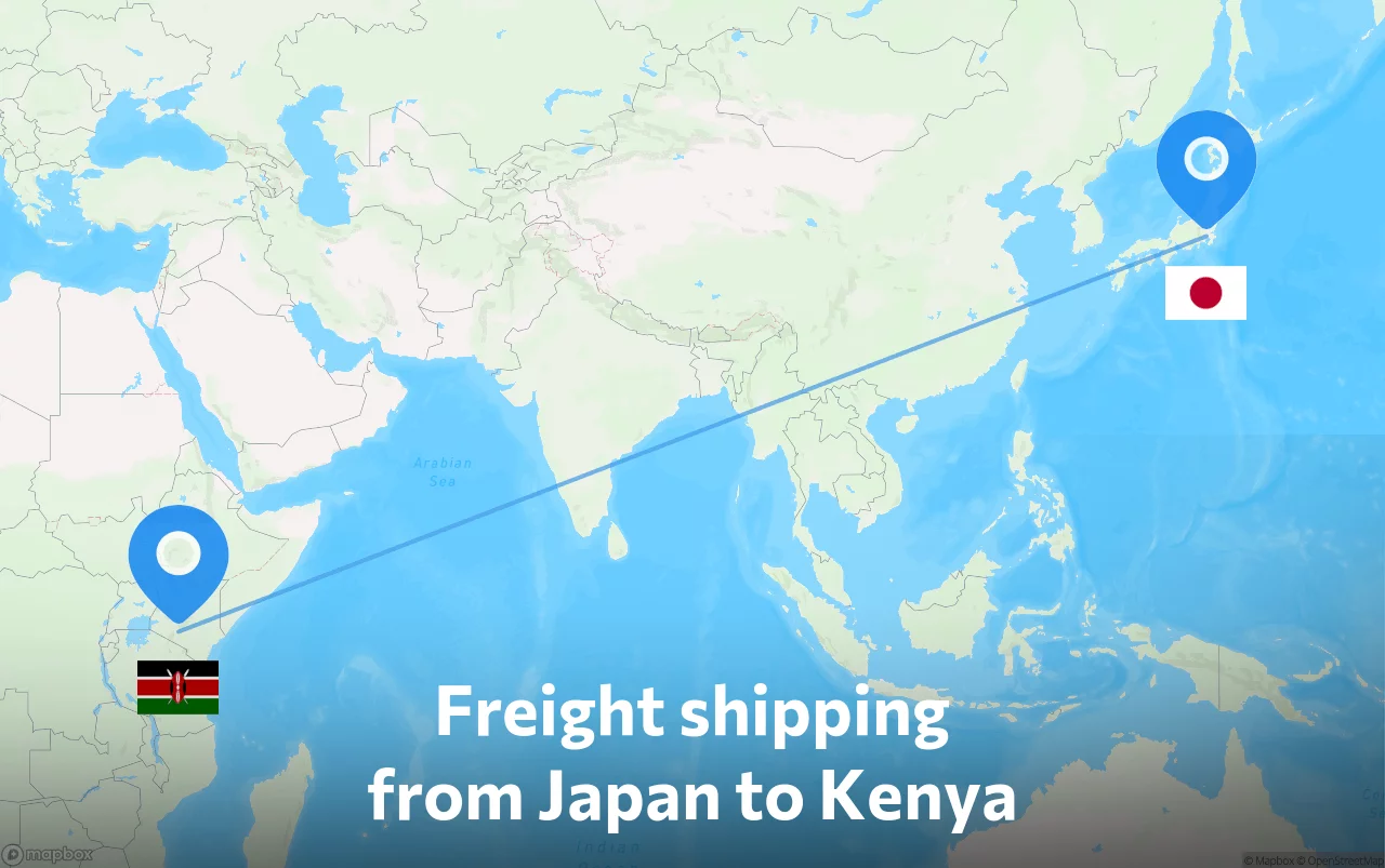 Shipping route from Japan to Kenya