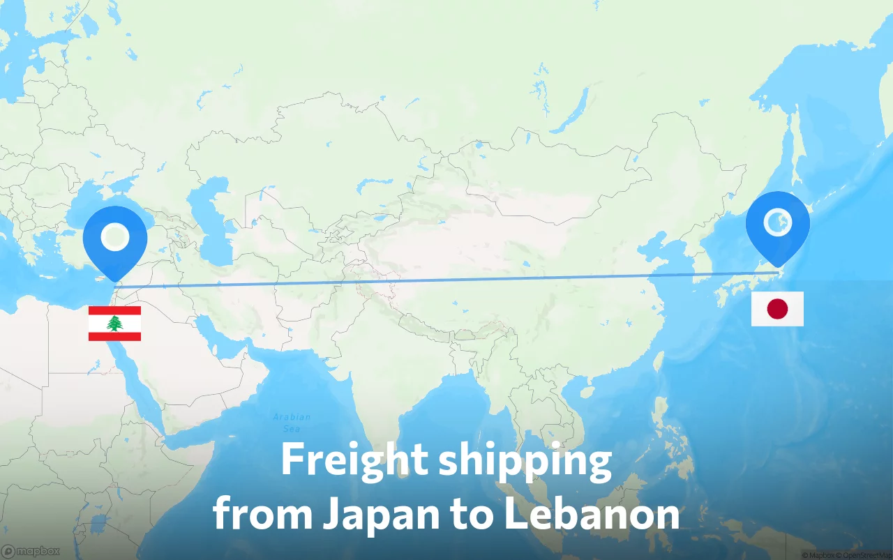 Shipping route from Japan to Lebanon