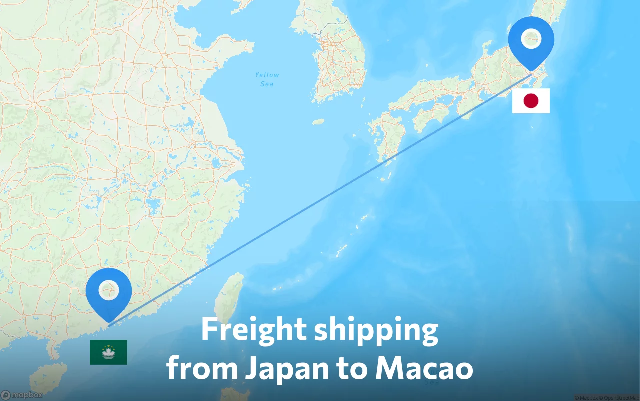 Shipping route from Japan to Macao
