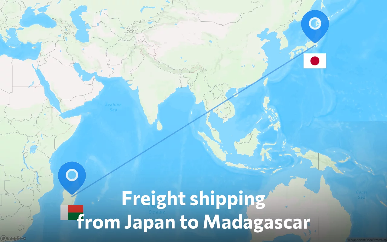 Shipping route from Japan to Madagascar