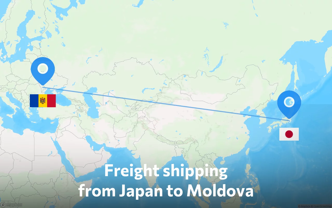 Shipping route from Japan to Moldova