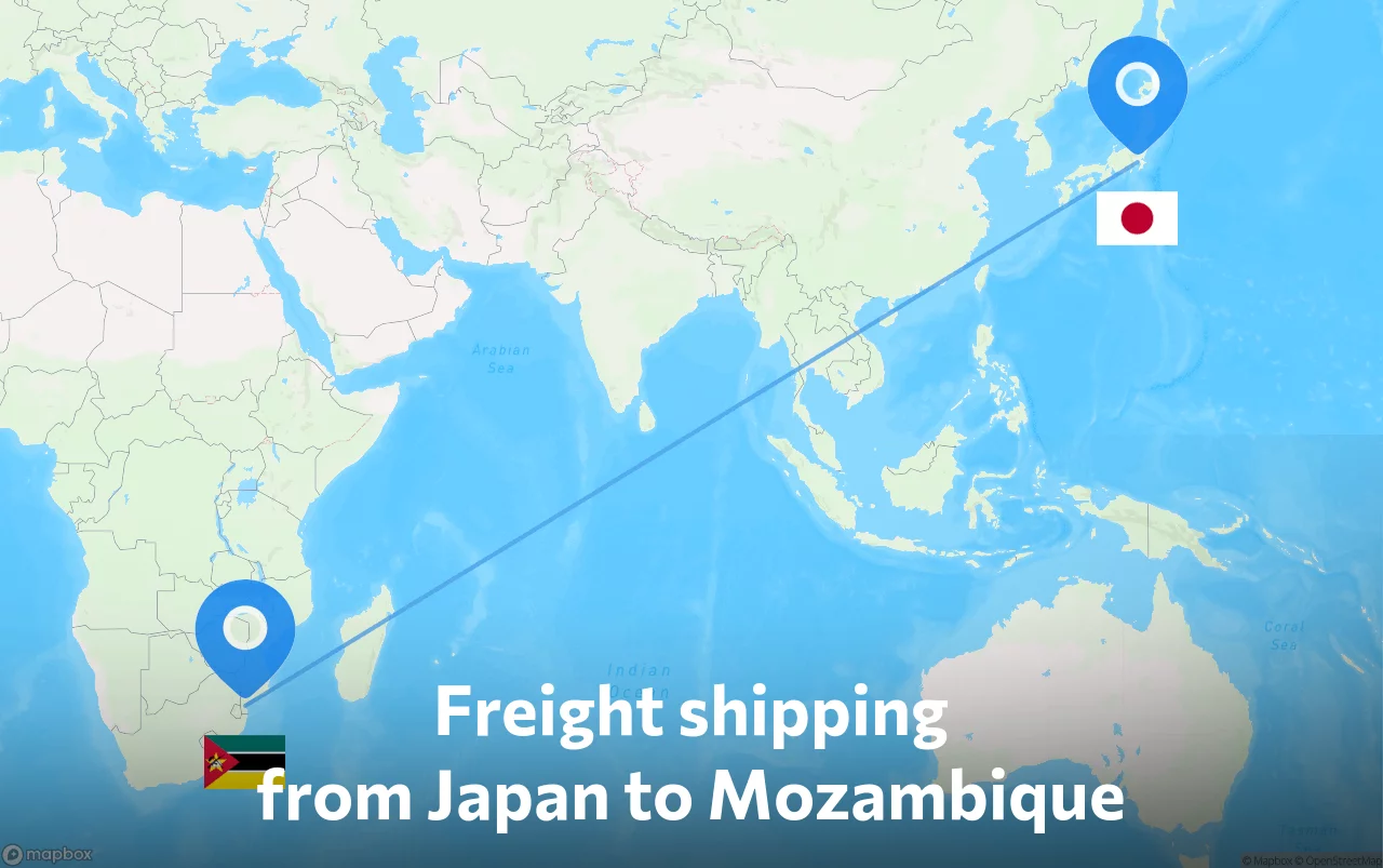 Shipping route from Japan to Mozambique