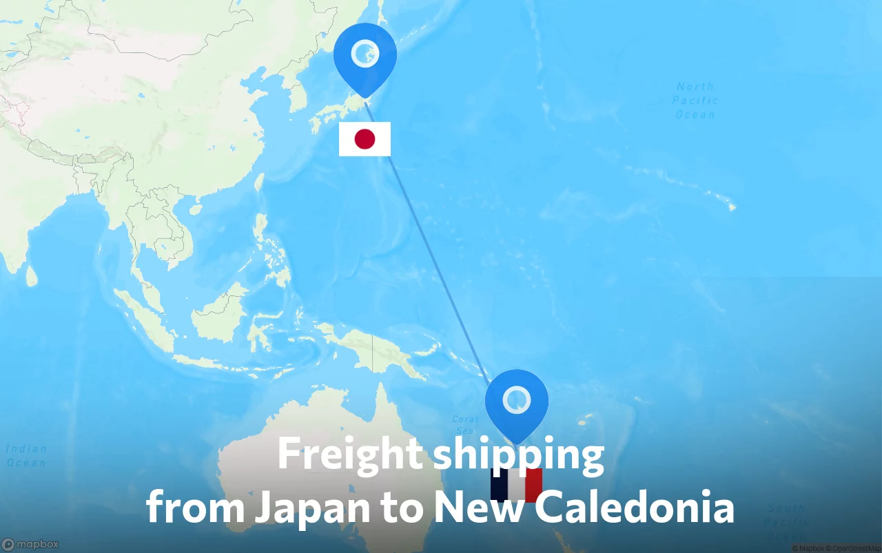 Shipping route from Japan to New Caledonia