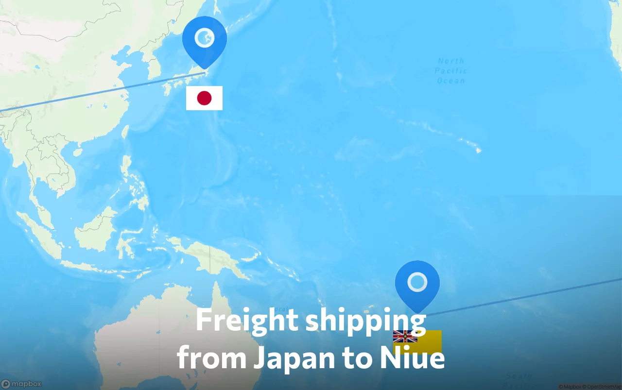 Shipping route from Japan to Niue