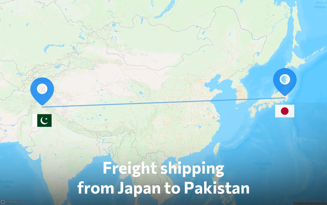 Shipping route from Japan to Pakistan