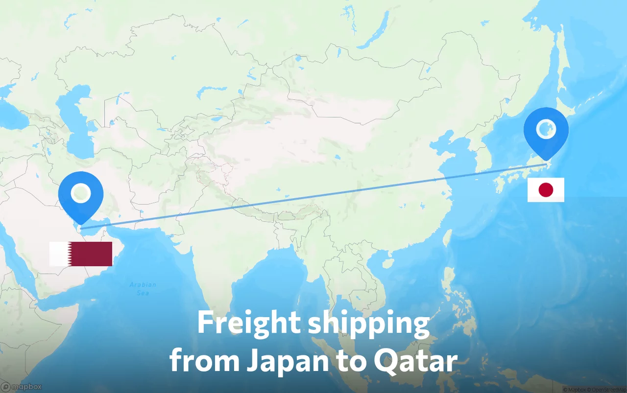Shipping route from Japan to Qatar
