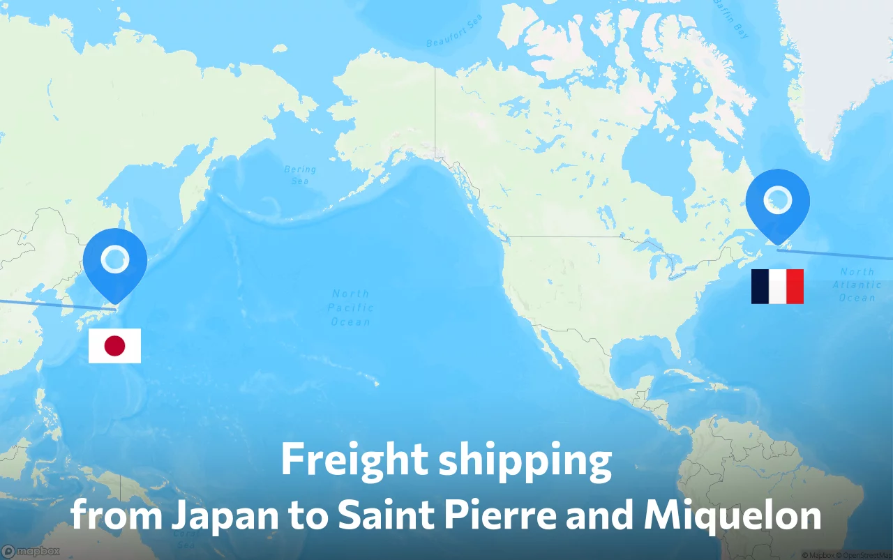 Shipping route from Japan to Saint Pierre and Miquelon