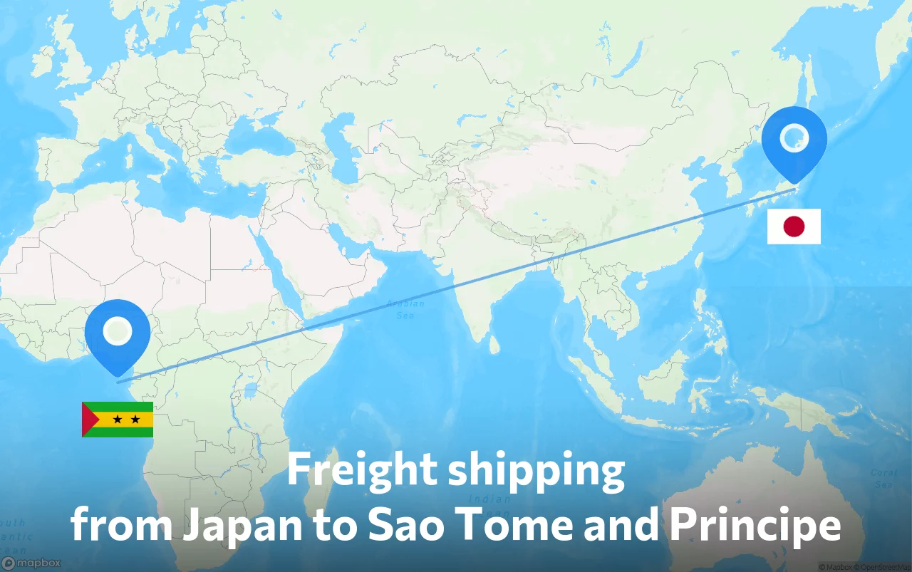 Shipping route from Japan to Sao Tome and Principe