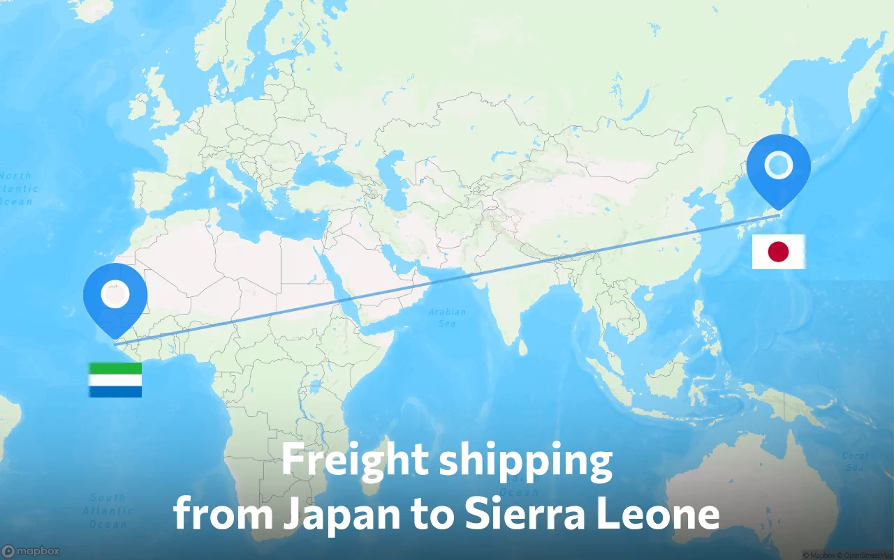 Shipping route from Japan to Sierra Leone