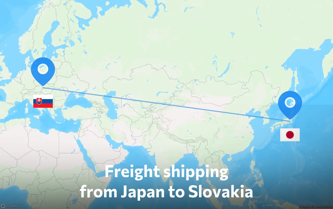 Shipping route from Japan to Slovakia
