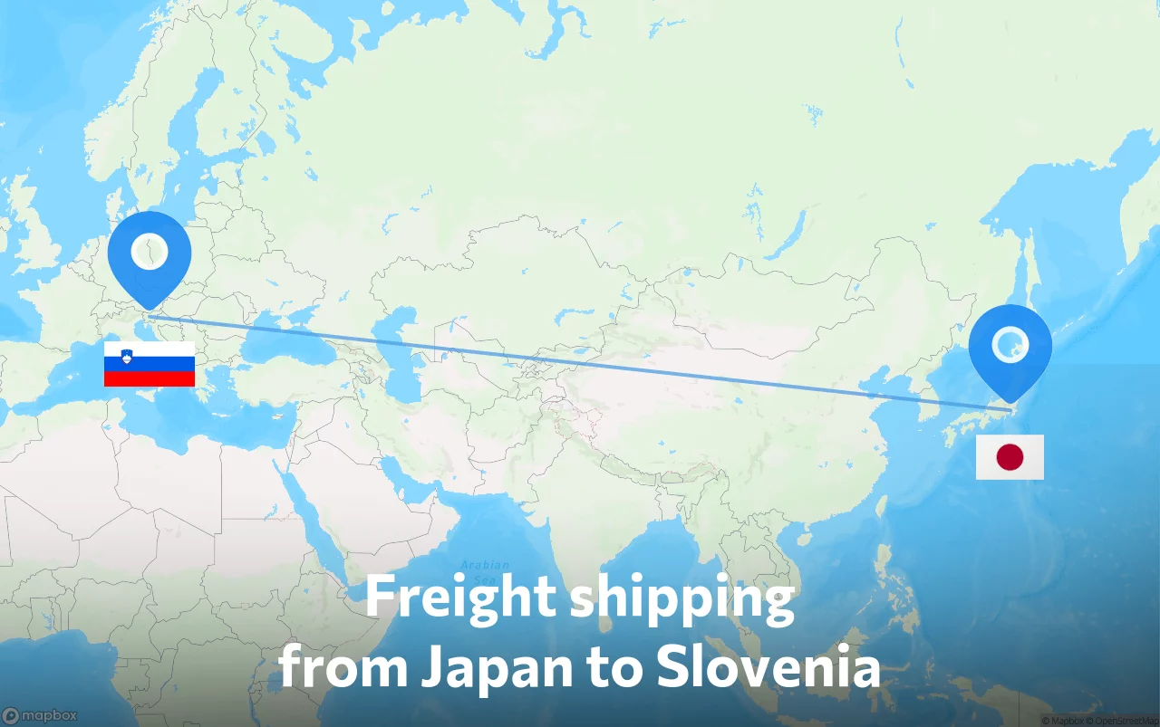 Shipping route from Japan to Slovenia