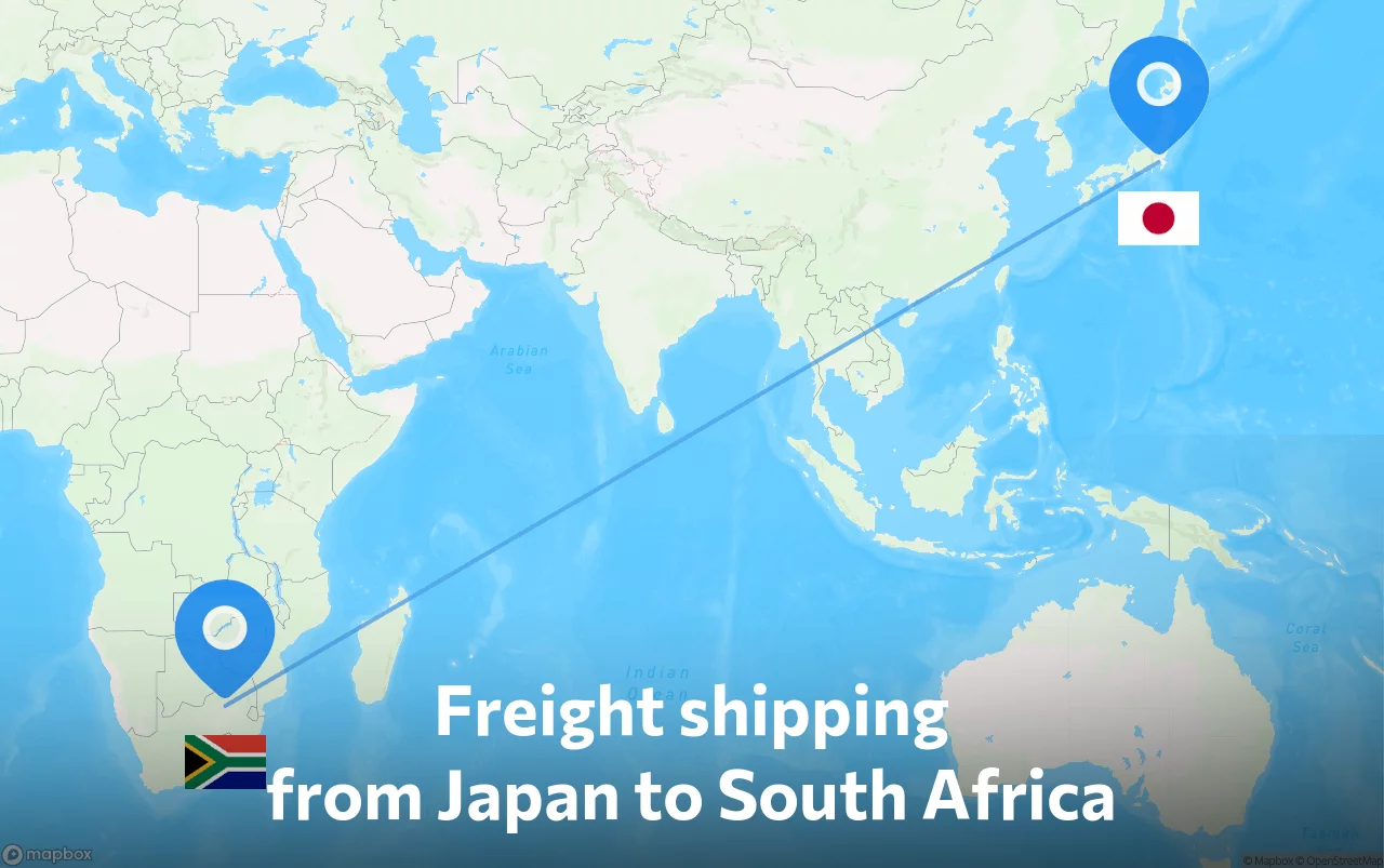 Shipping route from Japan to South Africa