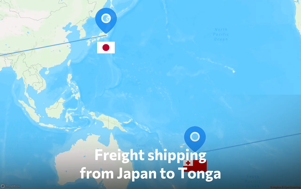 Shipping route from Japan to Tonga