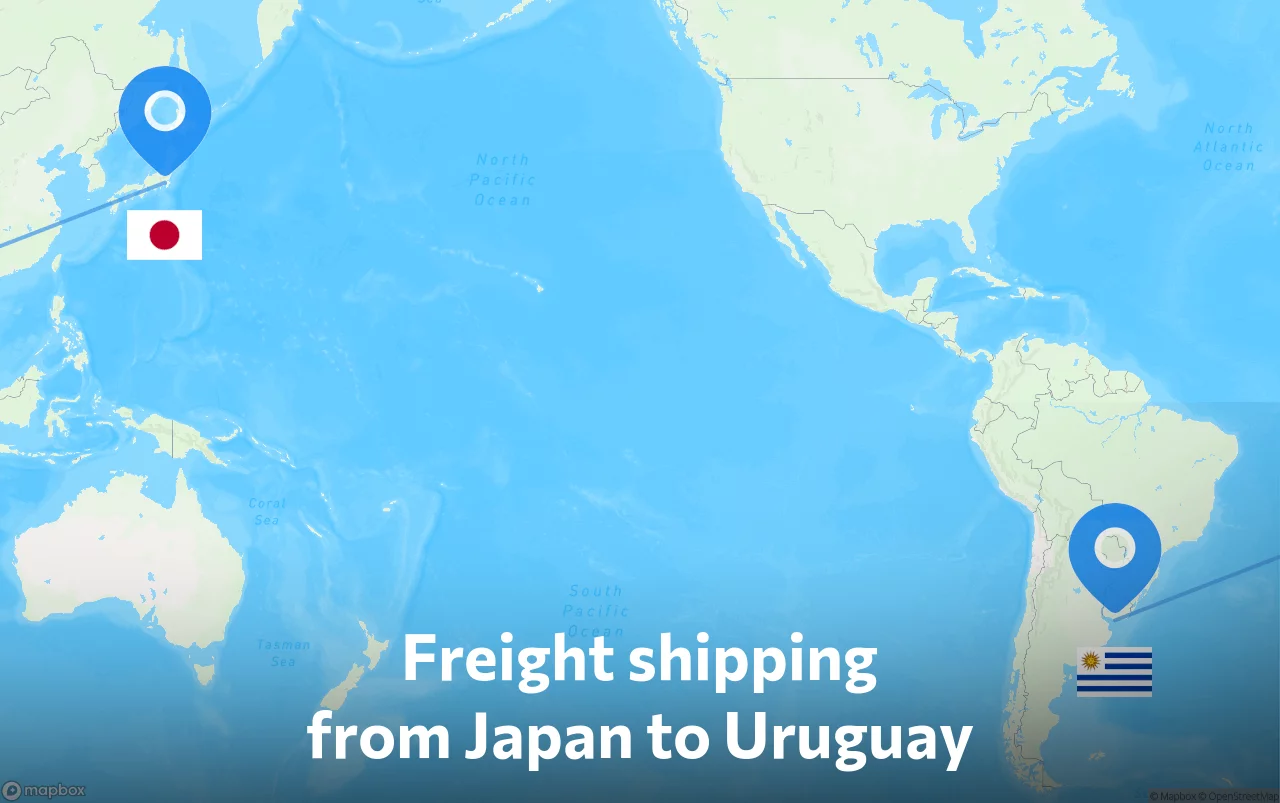 Shipping route from Japan to Uruguay