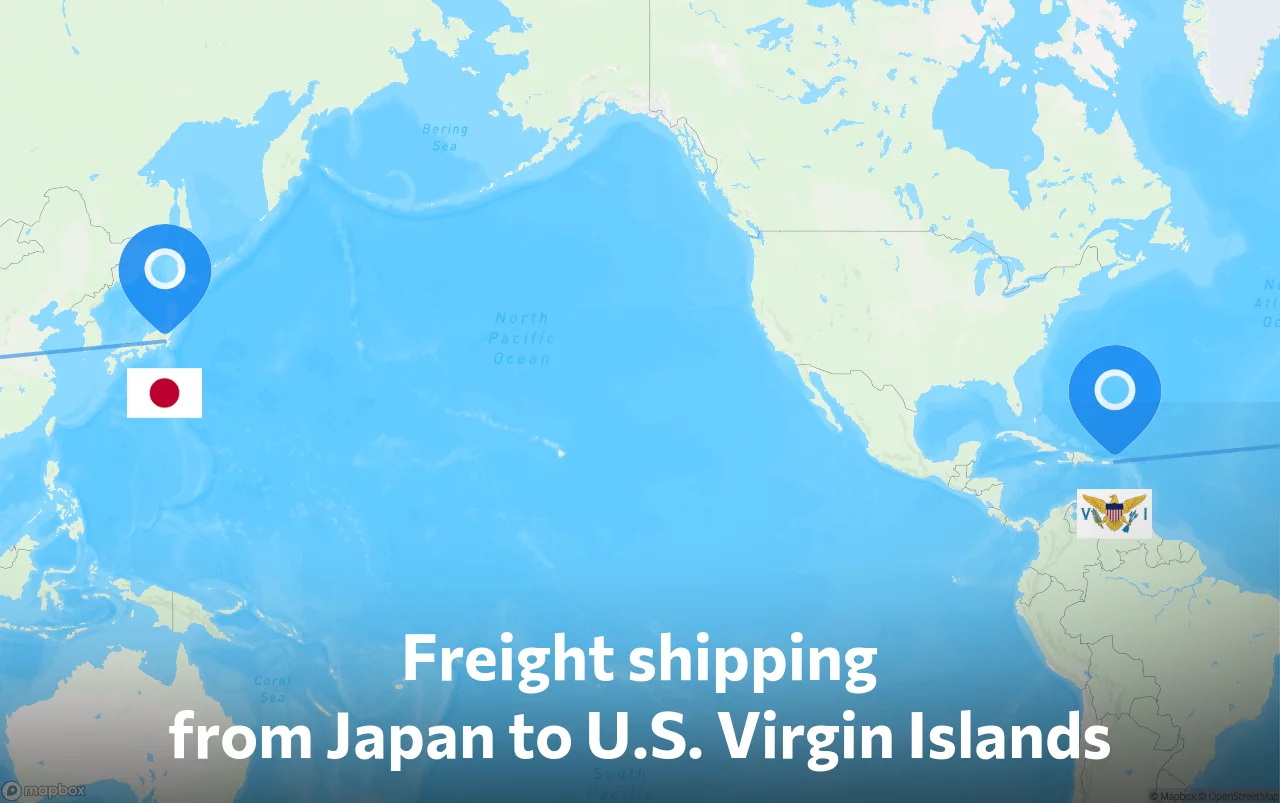 Shipping route from Japan to U.S. Virgin Islands