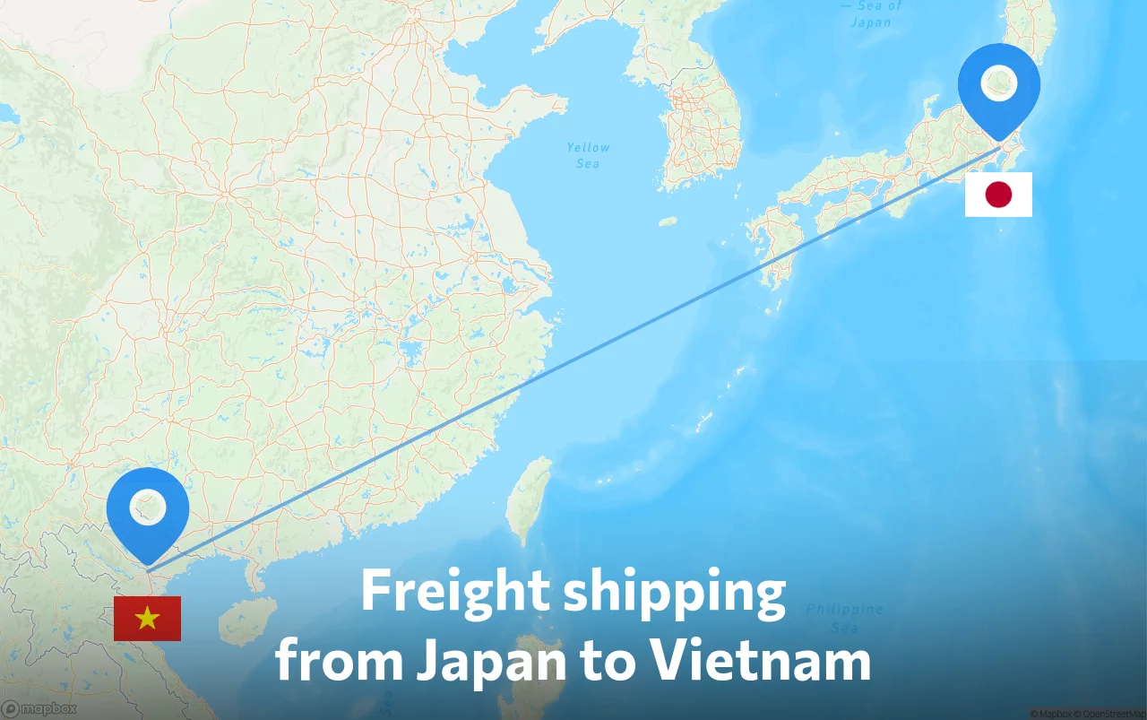 Shipping route from Japan to Vietnam