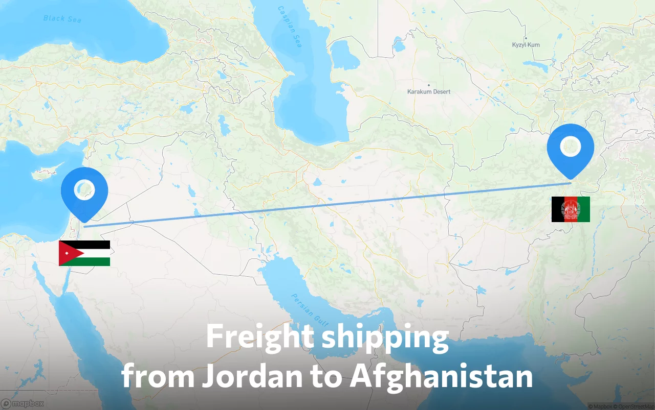Shipping route from Jordan to Afghanistan