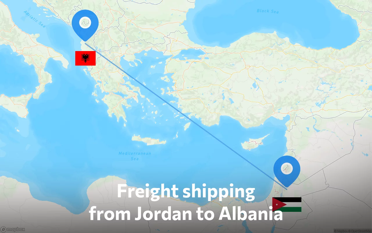 Shipping route from Jordan to Albania