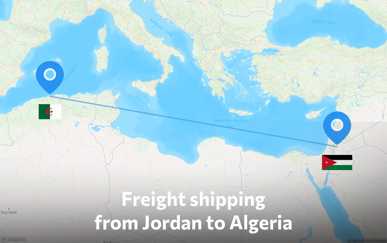 Shipping route from Jordan to Algeria