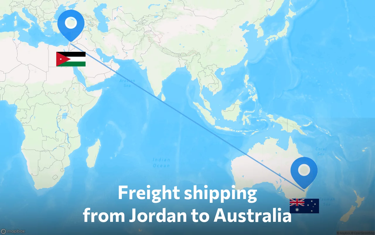 Shipping route from Jordan to Australia