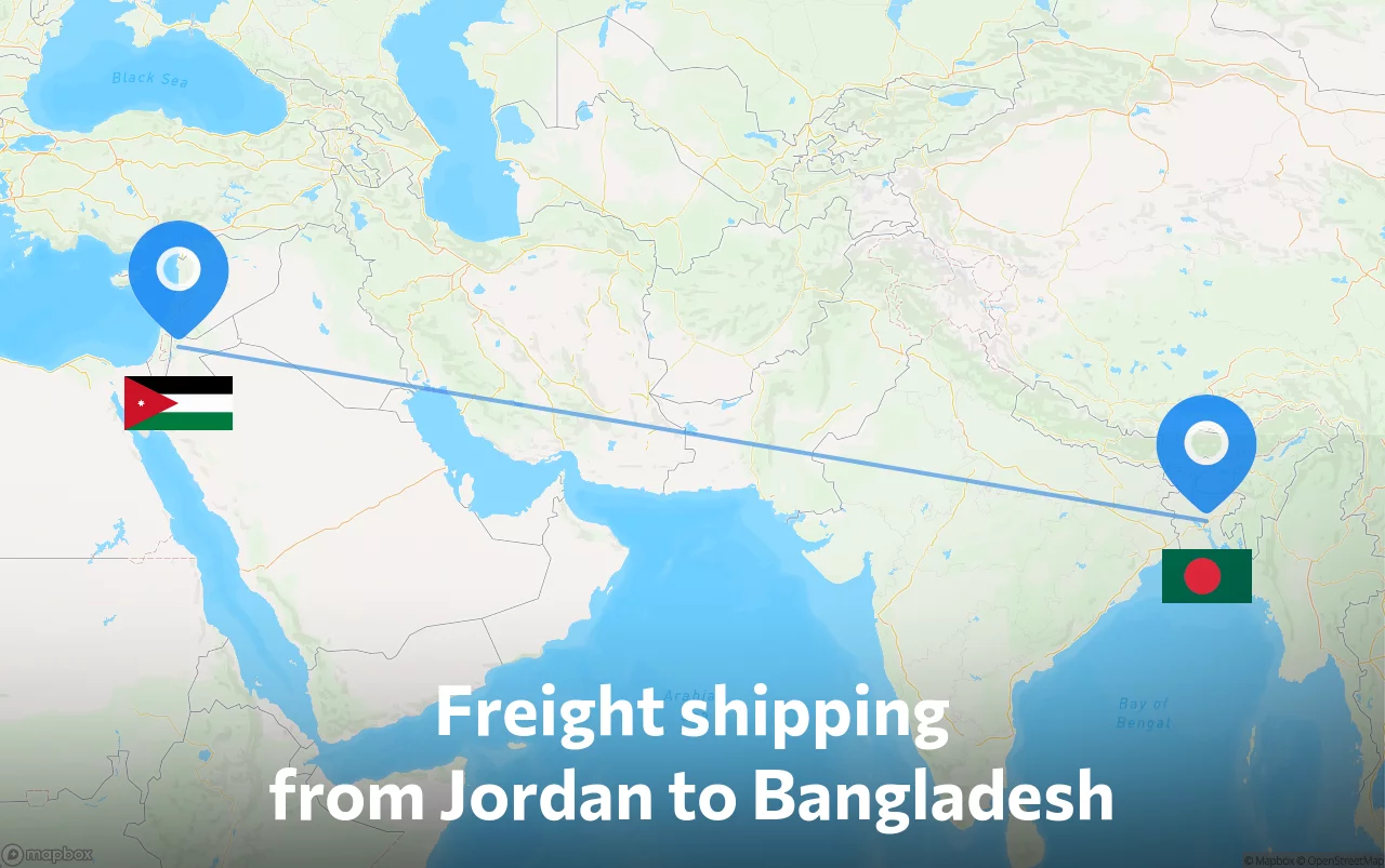 Shipping route from Jordan to Bangladesh