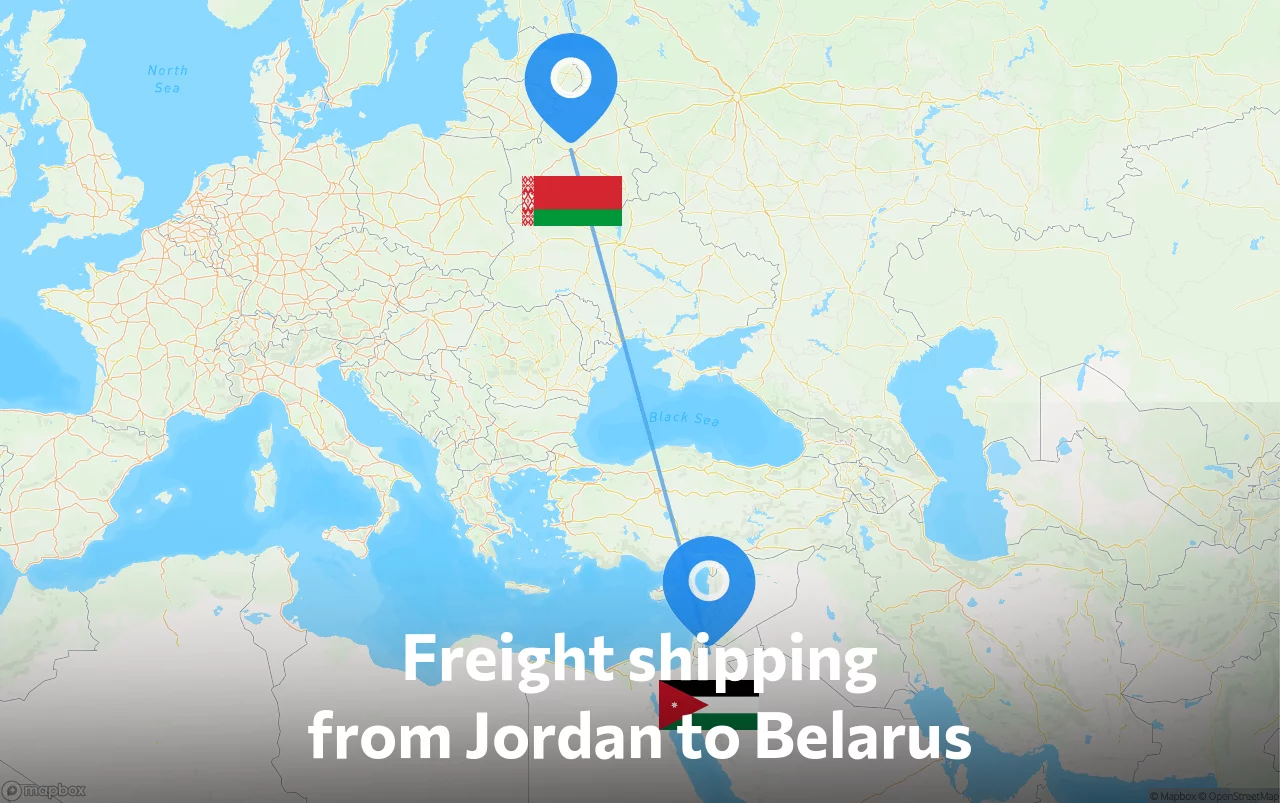 Shipping route from Jordan to Belarus