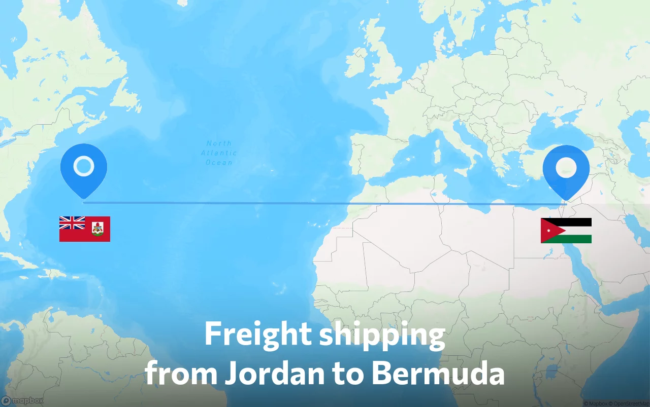 Shipping route from Jordan to Bermuda