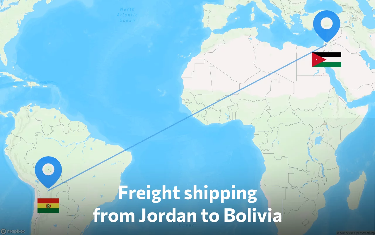 Shipping route from Jordan to Bolivia
