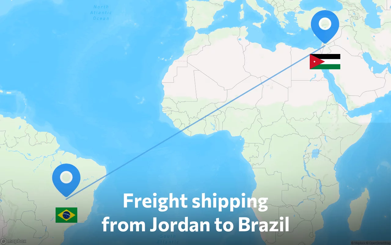 Shipping route from Jordan to Brazil